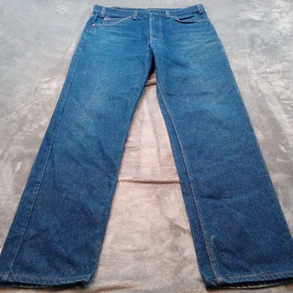 Vintage Levis 509 Jeans Size 34 Red Batwing Paper Tag USA Made 100% Cotton Blue